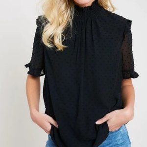 Swiss Dot Top-Black
